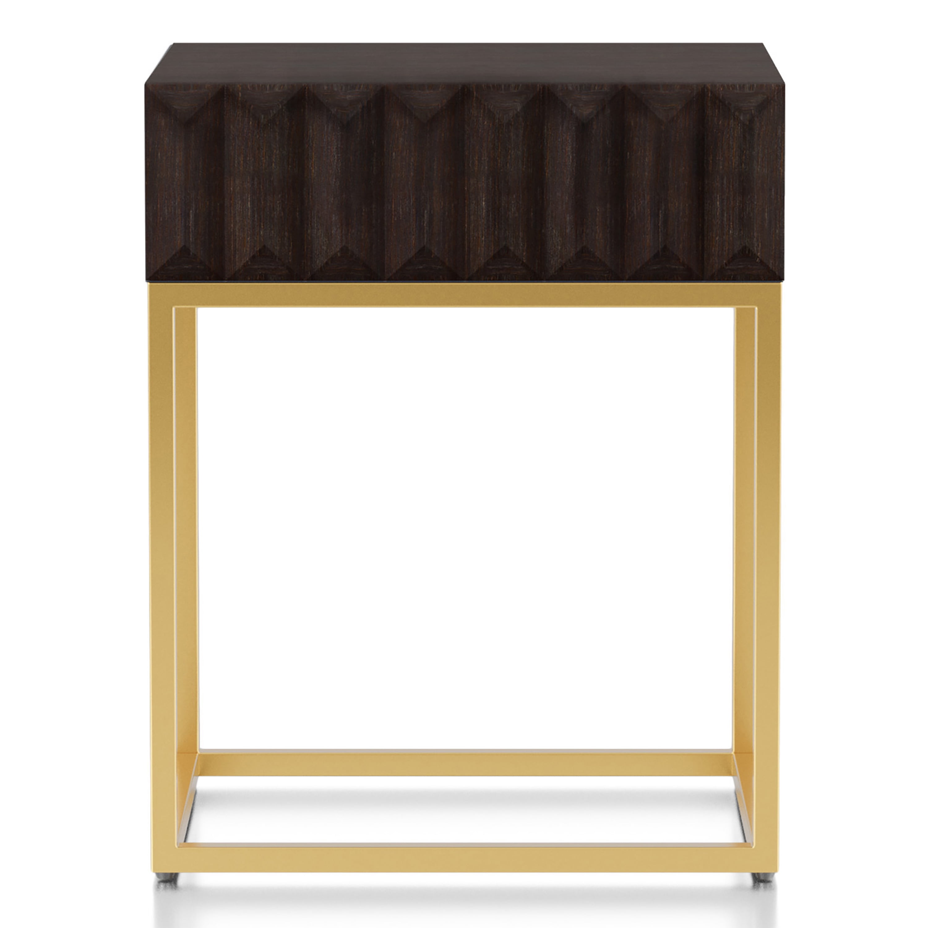 Furniture of America Vayne 1-Drawer Wood Walnut and Gold Side Table