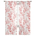 thumbnail image 7 of Sheer Curtains 72 inches Long, Floral Watercolor Style Red Flower Bud Leaves Light Filtering Sheer Window Curtains Rod Pocket Voile Drapes for Bedroom Living Room, 52"W x 72"L 2 Panels, 7 of 7