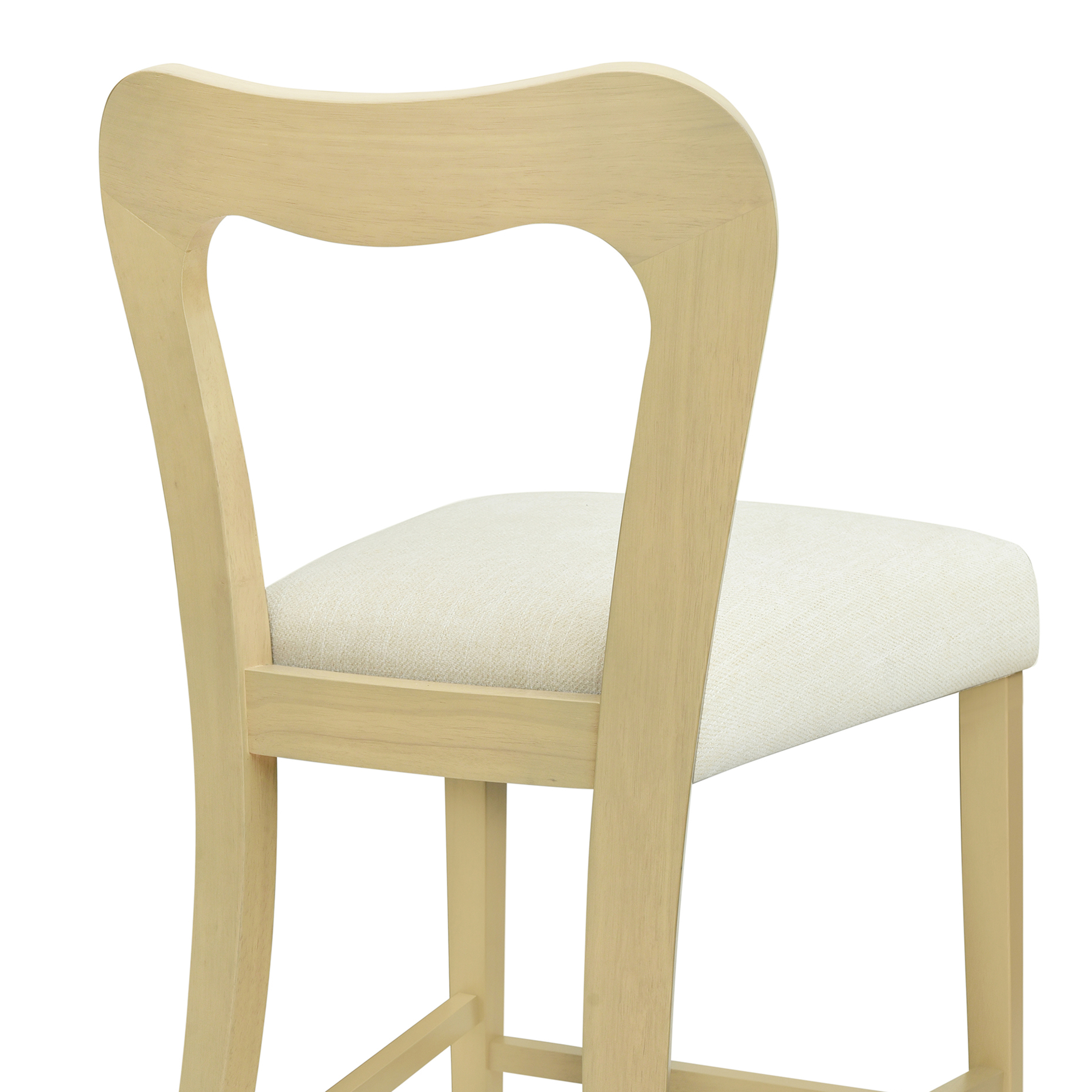 Euroco Counter Stools Set of 2, Upholstered Bar Stools Kitchen Island Chairs with Wooden Frame,Beige & Natural Ash