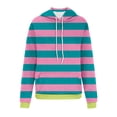 thumbnail image 3 of WTXUE Hoodies Pullover Ribbed Long Sleeve Tops Oversized Hoodies Striped Plus Size Long Sleeve Sweaters Pullover Fall with Pocket Dressy Sweaters Lightweight Pullover Tunic Sweatshirt Hot Pink S, 3 of 3