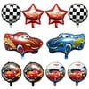 PANTIDE 10 Packs Race Car Foil Balloons, Double-Sided Racing Car Checkered Balloons Party Favors Decorations Supplies for Kids Boys Birthday Party Baby Shower, Let?s Go Racing Birthday Celebration Set