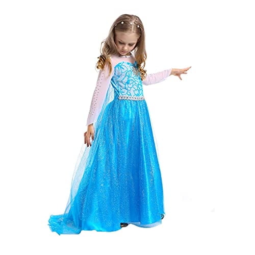 FUNPARTY Disfraz de Princesa de Vestir para Niñas de 3-12 Años (Azul-(Sin accesorios), 3-4 FUNPARTY FUNPARTY