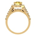 thumbnail image 4 of 2.32 ct Brilliant Round Cut Yellow Zircon 14K Yellow Gold Halo Solitaire with Accents Engagement Bridal Wedding Ring Band Set size 4.75, 4 of 7