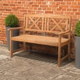 thumbnail image 5 of Zimtown 46 in Outdoor Wood Garden Bench with Armrest for 2 Person, Wooden Bench w/ Armrest and Backrest, 5 of 7
