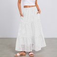 thumbnail image 2 of Tfken Summer Women Skirts Low Waist Solid Color A Line Long Skirts Fashion Casual Daily Wear Female Comfortable Clothes White, 2 of 4