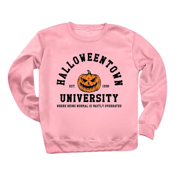 XMHJSMD Halloween Sweatshirts Women Halloweentown University: Pumpkin Halloween Hoodie Funny Spooky Ghost Pullover Sweatshirt Street Wear Tops Pink S