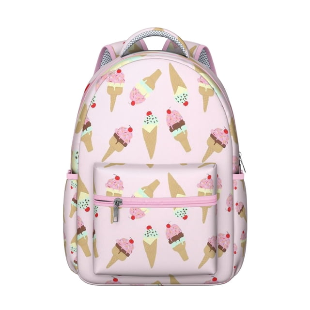 Life is Better with Ice Cream Students Backpack Colorful Ice Cream Lover School Bag with Sweet Treats Dessert Pattern, Durable and Comfortable for Students