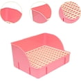 thumbnail image 3 of Tall-Sided Plastic Rabbit Litter Box with Narrow Bottom Net - Pink Small Size (29x22x15.5cm) | Anti-Splash Pet Toilet for Chinchillas, Guinea Pigs | Easy-Clean Design, Feces-Urine Separation, Smooth, 3 of 5