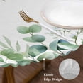 thumbnail image 3 of Green Eucalyptus Leaves Round Tablecloth, Fitted Table Cover with Elastic for 55"-60" Round Tables, Summer Botanical Daisy Floral Table Cloth Outdoor Indoor Dinning Party Waterproof Tablecloths, 3 of 7