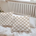 thumbnail image 6 of Throw Pillow Covers 20x20 Inch Set of 2, Minimalistic Checkered Beige Rural Style, Waterproof Outdoor Pillow Covers, Decorative Cushion Pillowcases for Couch, Sofa, Bed, Garden, Patio, 6 of 9