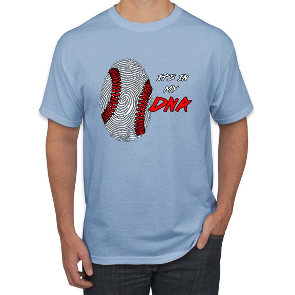 Wild Bobby, Baseball Fingerprint It's In My DNA, Sports, Men Graphic Tee, Light Blue, XX-Large