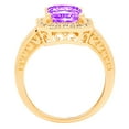 thumbnail image 2 of 2.78 ct Emerald Cut Natural Amethyst with Simulated Diamond Halo Accents 18K Yellow Gold Womens Engagement Ring, 2 of 5