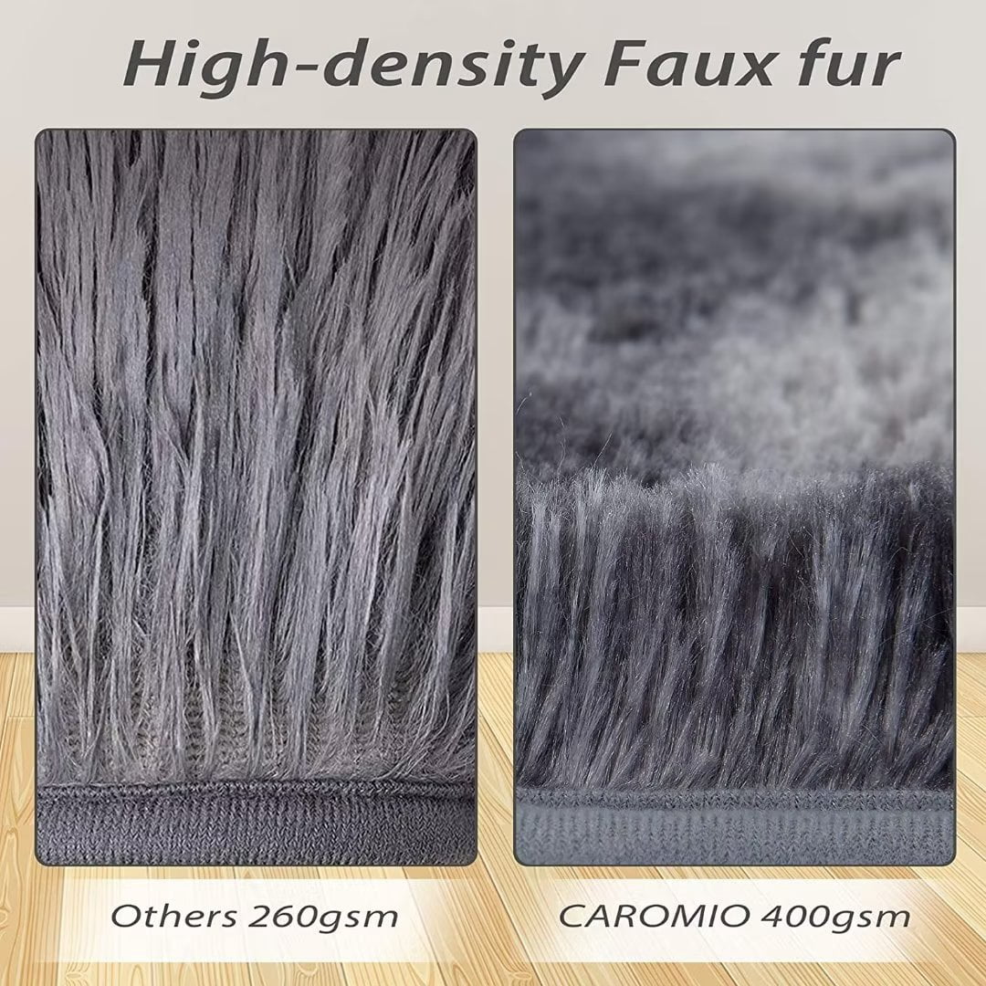 CAROMIO 5 x 8 feet Luxury Fluffy Area Rug Faux Fur Rug Skin Friendly Baby Crawling Carpet for Living room, Dark Grey