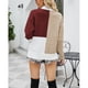 thumbnail image 5 of Suéter de punto para mujer, cuello redondo, canalé, bloque de color, manga larga, ajuste casual, suéter de punto para invierno, rojo, M, 5 of 7