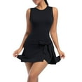 thumbnail image 3 of Women Boat Neck Tennis Dress Sleeveless Wrap Skirt Built in Shorts Golf Athletic Dress Workout Rompers 2025 Trendy, 3 of 6
