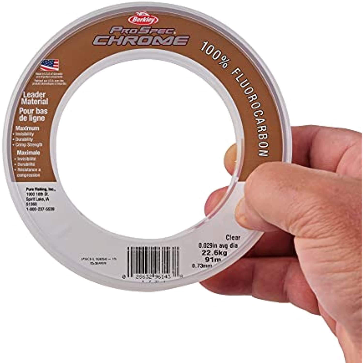 Berkley ProSpec® Chrome 100% Fluoro Leader Fishing Line, Clear, 50 lb Test Strength, 25 yd