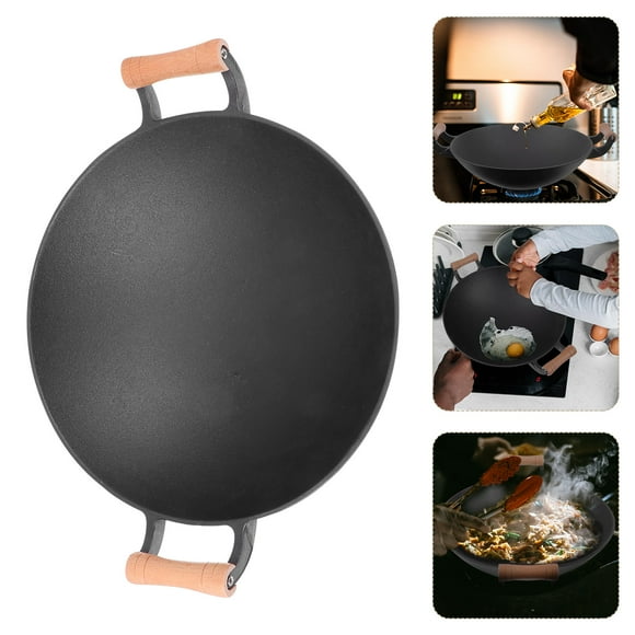 BRIGHTFUFU 1 Pc Functional Nonstick Wok Cast Iron for Restaurant Use