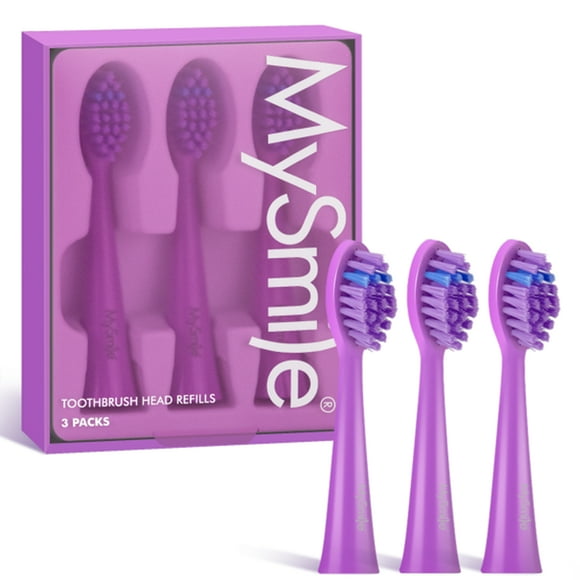 MySmile Cabezales de Repuesto para Cepillo de Dientes Eléctrico Sónico DY156 para Adultos, 3 Cabezales Seguros para el Esmalte, Color Morado