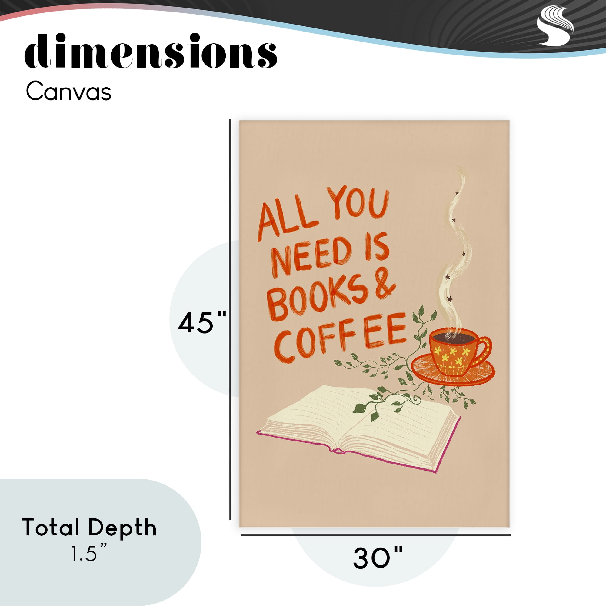 Need Books & Coffee Canvas Wall Art, design by Florentina Dolci