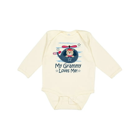 

Inktastic Grammy Loves Me Grandson Bear Gift Baby Boy Long Sleeve Bodysuit