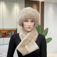 thumbnail image 2 of Dosaele Winter Faux Fur Balaclava Hat and Scarf Set - Lightweight  Solid Color  Machine Washable  Toggle Closure  Woven Polyester Urban Fisherman Cap with Ear Protection for Christmas  Fa, 2 of 7