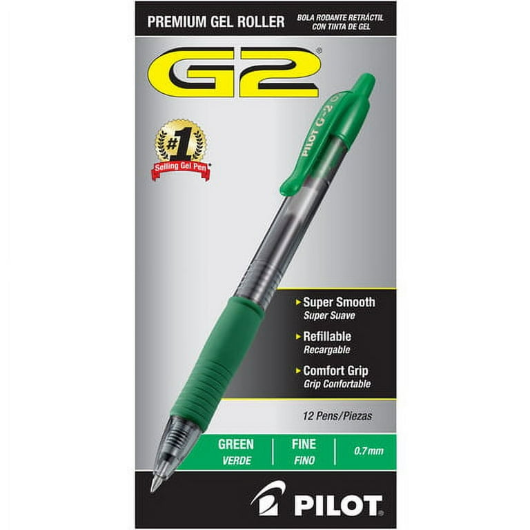Pilot G2 Retractable Gel Ink Rollerball Pens - Fine Pen Point - 0.7 mm Pen Point Size - Refillable - Retractable - Green Gel-based Ink - 1 Dozen Pilot G2 Retractable Gel Ink Rollerball Pens - Fine Pen Point - 0.7 mm Pen Point Size - Refillable - Retractable - Green Gel-based Ink - 1 Dozen