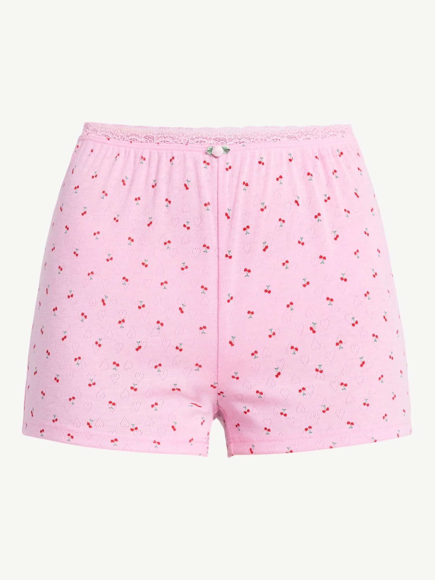 No Boundaries Sleep Pointelle Knit Shorts, Women’s XXS-3X