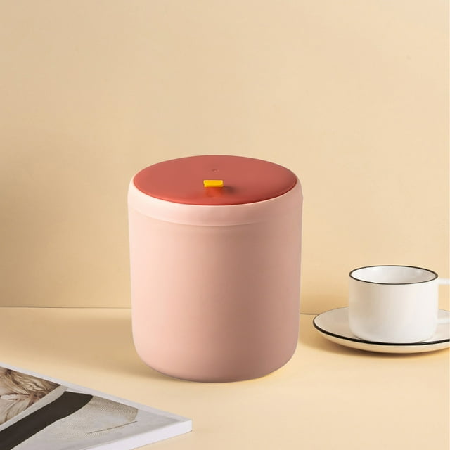 Mini Desktop Trash Can with Lid | Compact Plastic Rubbish Bin for Office Home Car - Press Type Easy Open | 1 Piece | Small Living Room Tabletop Wastebasket 13.5x13.5x15.5cm