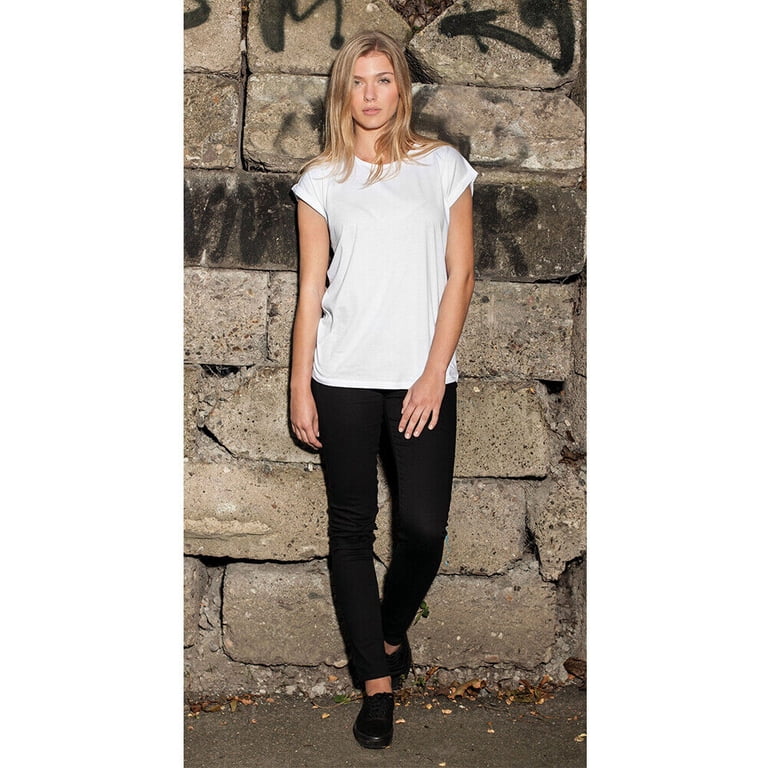 KiarenzaFD Women's Extended Shoulder Tee - Black, Size S - Stylish Long Fit & Urban Look
