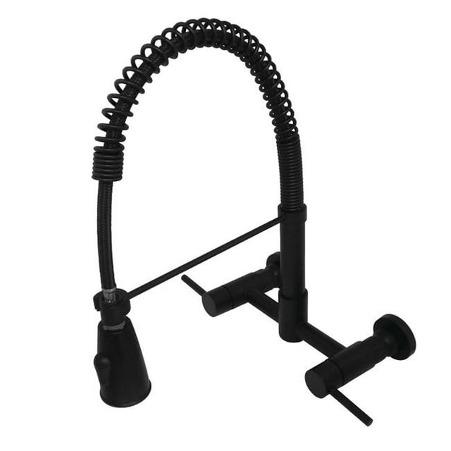 Gourmetier GS8280DL Modern Concord Two-Handle Kitchen Faucet with Pull-Down Sprayer - Matte Black