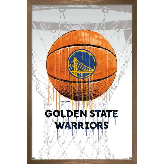 NBA Golden State Warriors - Drip Ball 20 Wall Poster, 14.725" x 22.375", Framed