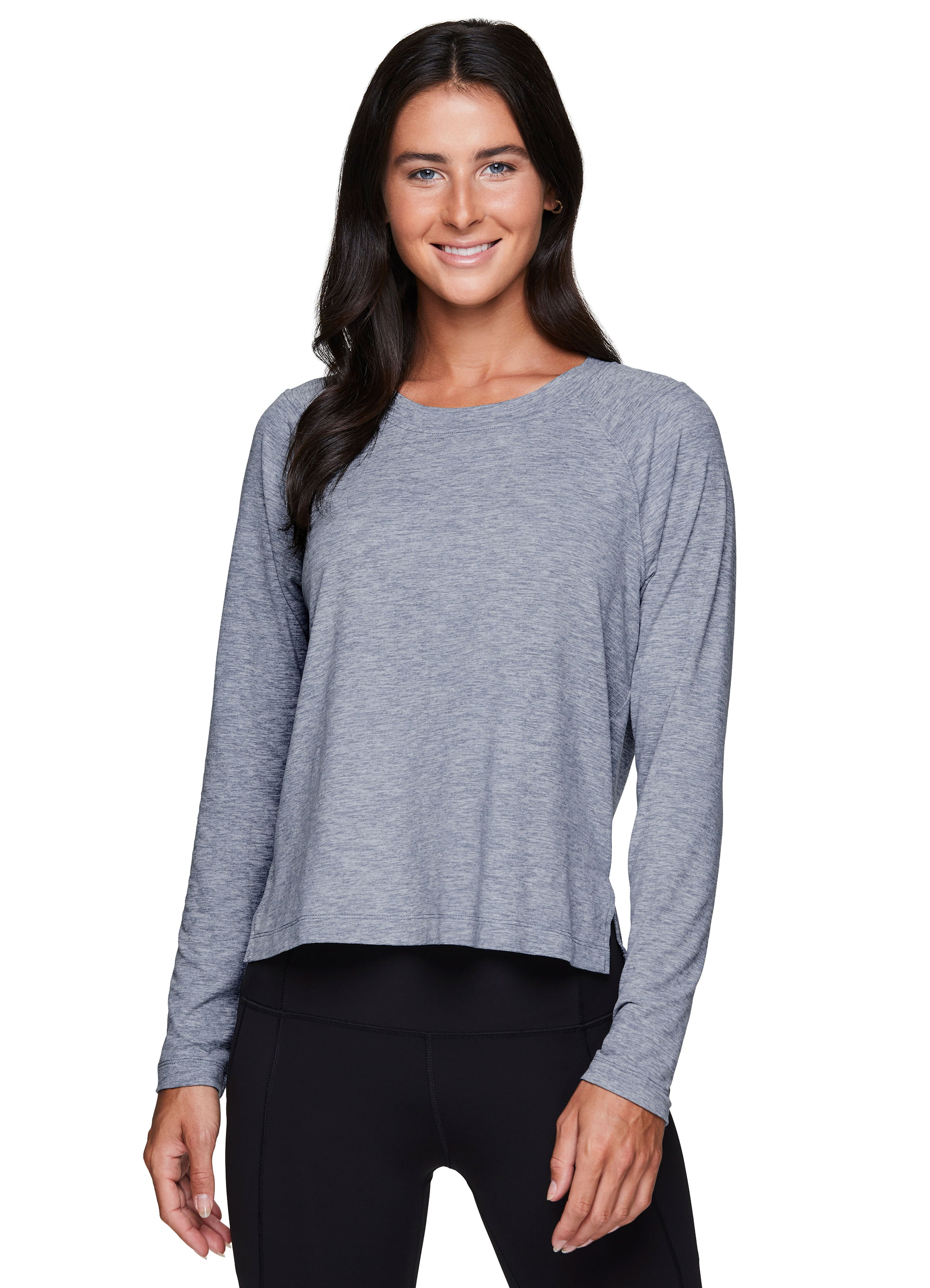 RBX Active Women's Relaxed Fit Cropped Long Sleeve Ultra Soft T-Shirt ...