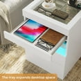 Nightstand with 2 Drawers & LED Lights & Charging Station, LED Bedside