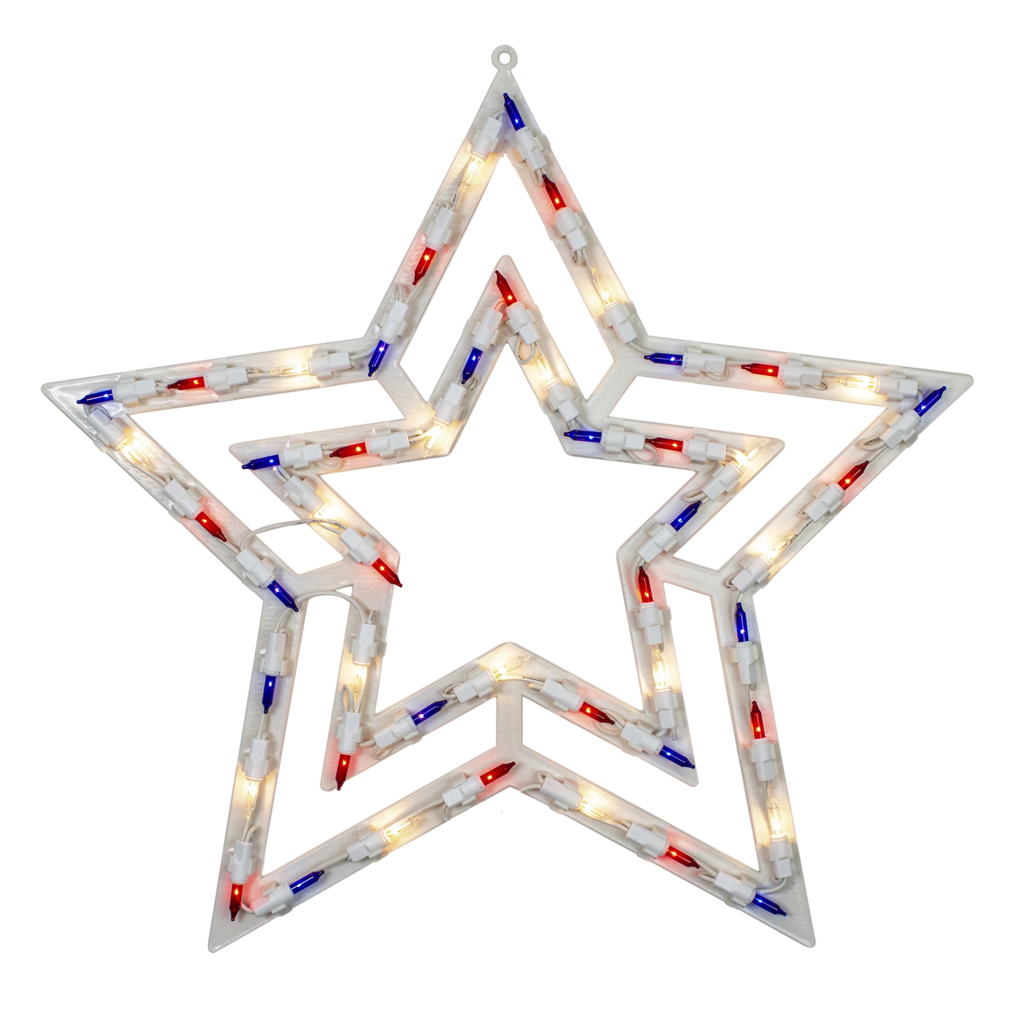17" Lighted Red, White and Blue Patriotic Star Window Silhouette