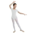 thumbnail image 2 of Aiihoo Kids Girls Short Sleeves Round Neck Classic Plain Ballet Dance Leotard Gymnastics Activewear Jumpsuit White 4, 2 of 7
