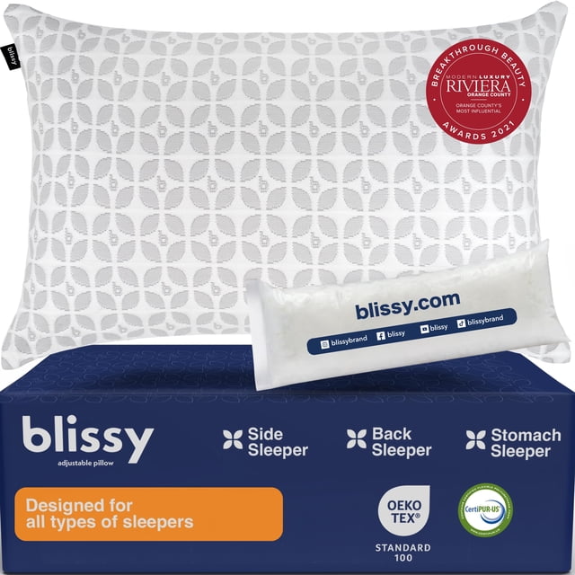 Almohada BLISSY King de espuma viscoelástica ajustable con gel refrescante