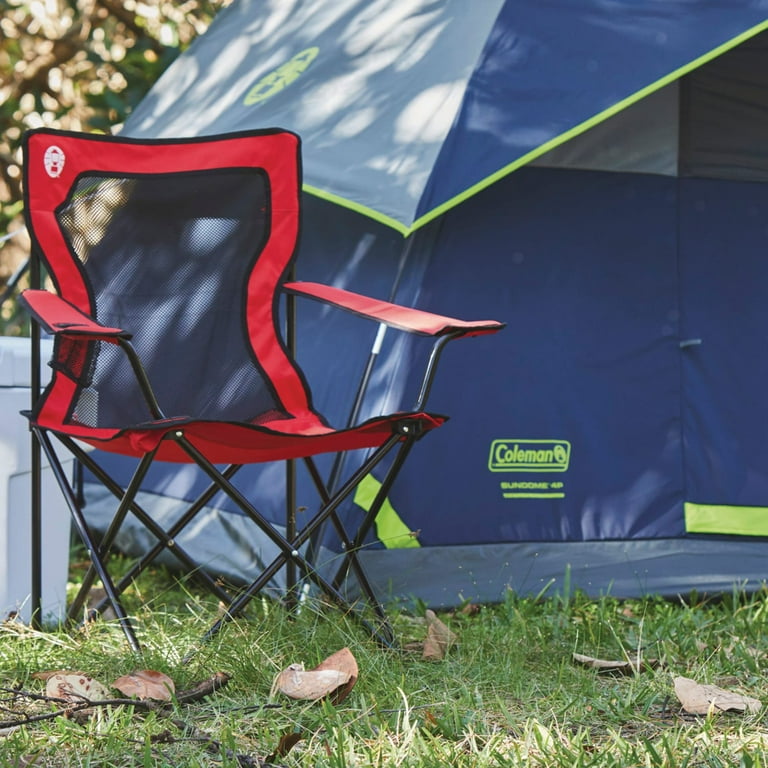 Coleman Broadband Mesh Quad Adult Camping Chair, Red - Walmart.com