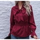 thumbnail image 2 of Camisa de manga larga, mangas largas abullonadas, top elegante con lazo, 2 of 5