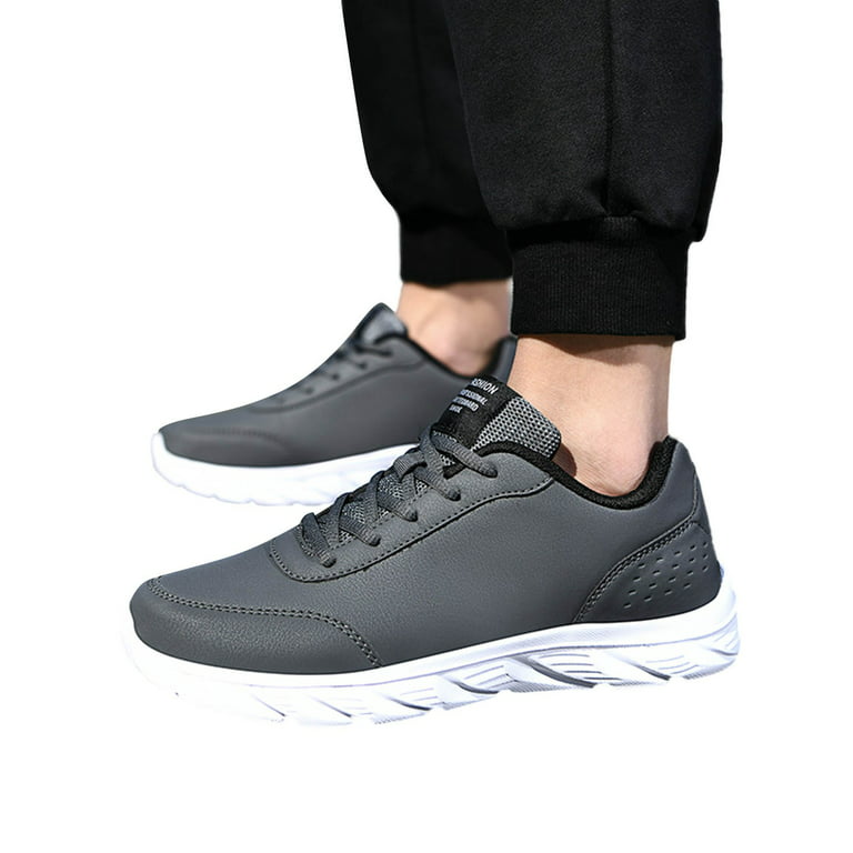 PEASKJP Mens Tennis Shoes Men's Lightweight Breathable Soft Bottom Non Slip  Training Sneaker Walking Shoe Grey 9
