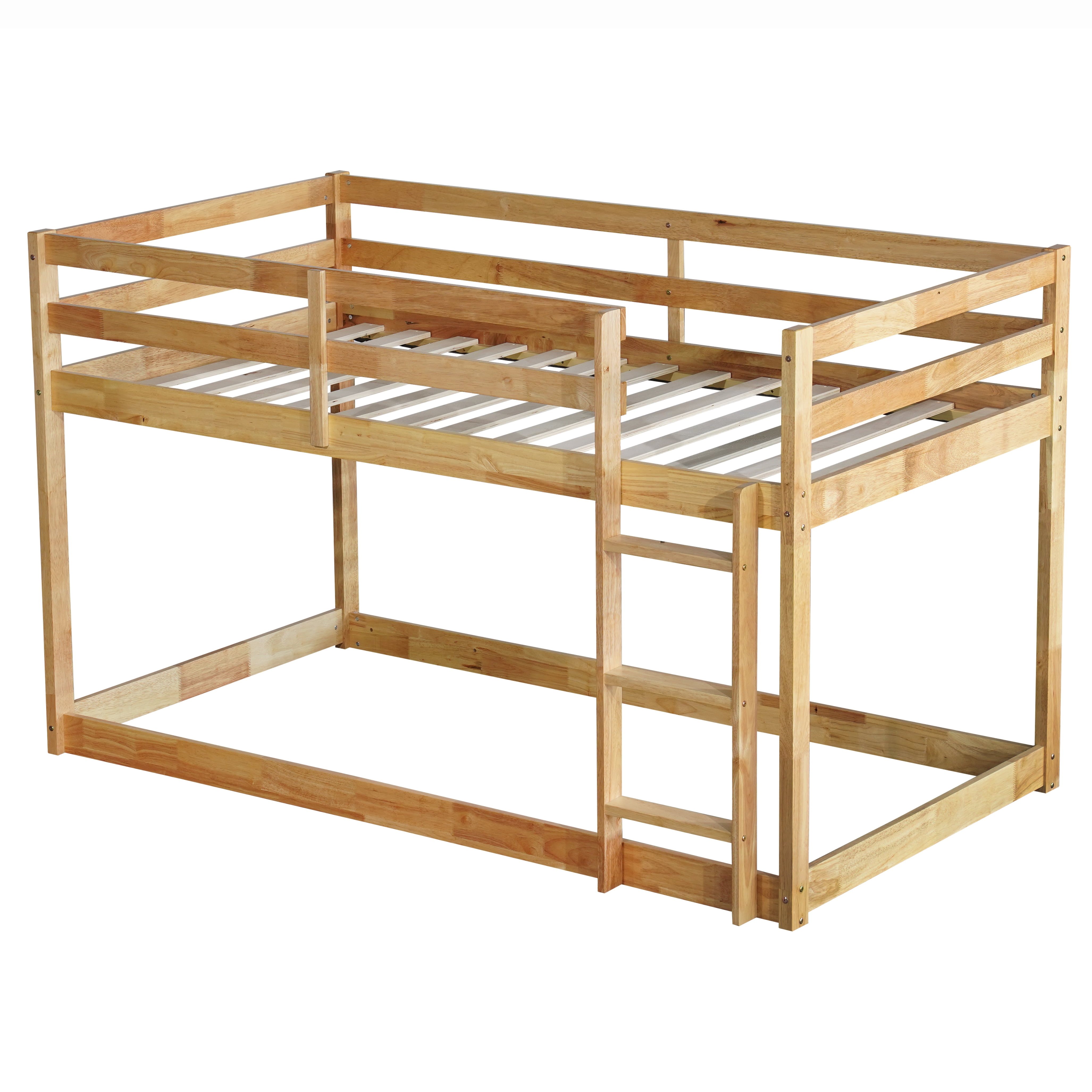 Miniyam Wood Twin over Twin Bunk Bed for Kids, Oak