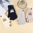 thumbnail image 2 of Women Cartoon Cat Claw Gloves Girls Thickened Plush Lovely Style Paw Exposed Fingers Half Finger Winter Warm Gloves He Qiyong unisex, 2 of 2