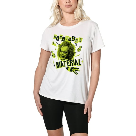 Beetlejuice Beetlejuice Nightmare Material Women's Loose T-Shirt, White, X-Large
