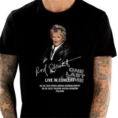 NEW ROD STEWART IN CONCERT TOUR Unisex 2025 Black Cotton T-shirt 5HRC139
