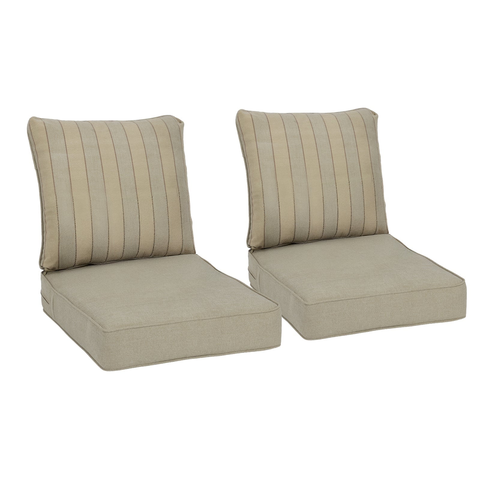 BPS 24x24x5 inch Outdoor Deep Seat Cushion, Water-Resistant Patio Furniture Cushions for Outdoor Chairs, Sofa, Couch, 2-Piece, Brown Striped