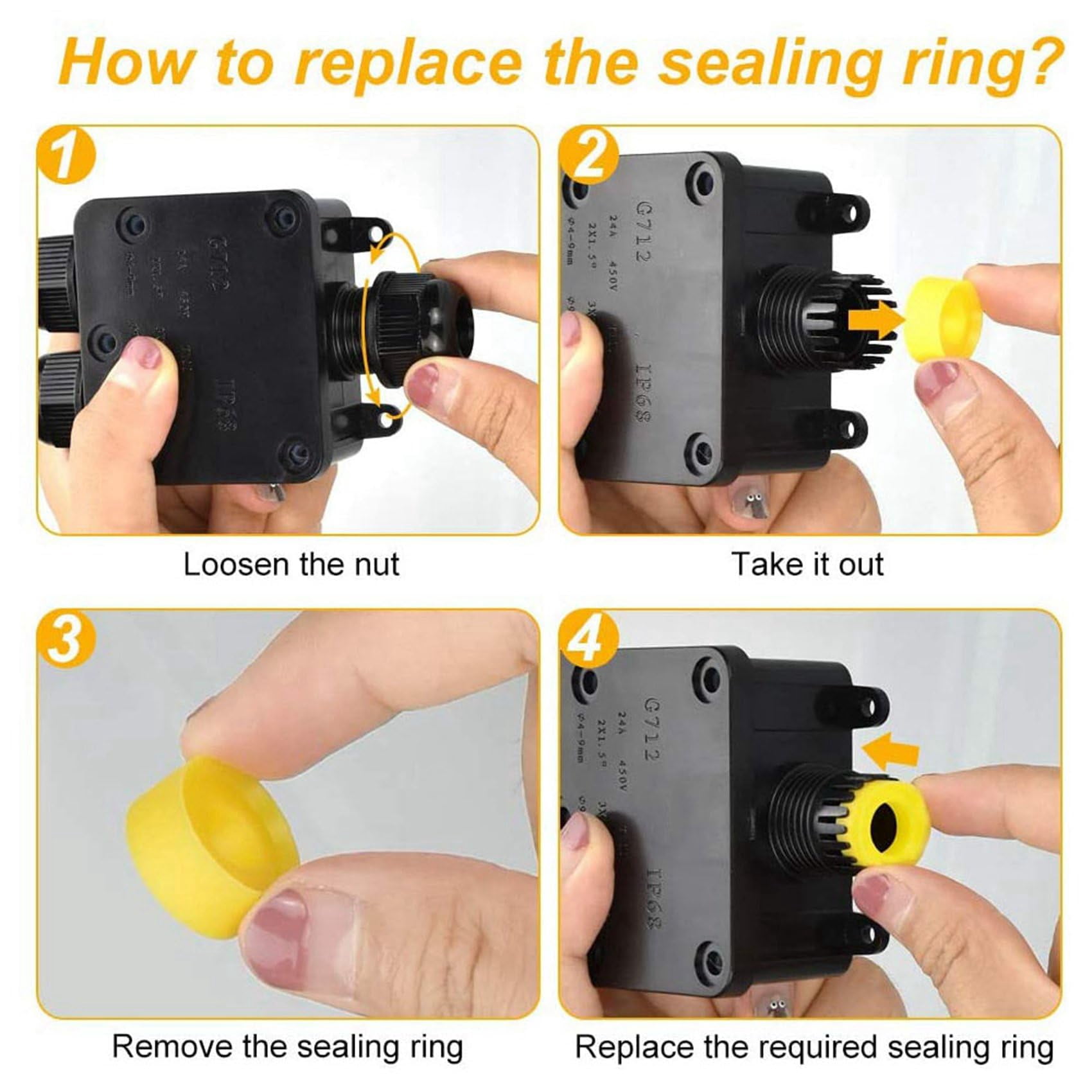 5X Waterproof Junction Box IP68 Outdoor Gland Electrical Junction Box with 3 Cable Connector for 4-15 mm Diameter Cable