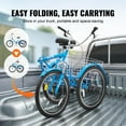 thumbnail image 3 of VEVOR Triciclo plegable para adultos, triciclo plegable para adultos de 24 pulgadas, bicicleta de crucero de 3 ruedas de acero al carbono con canasta grande y asiento ajustable, triciclos plegables, 3 of 9