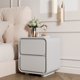 thumbnail image 2 of Mesita de noche de estilo moderno para dormitorio, gabinete de almacenamiento lateral de madera de Color sólido, mesita de noche de cuero, mesa auxiliar de instalación gratuita, 2 of 4