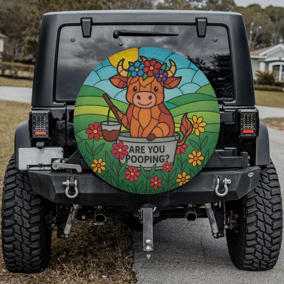 Lotusprinthandmade Cute Cow Spare Tire Cover Without Backup Camera Hole 6 Sizes (27 in.)