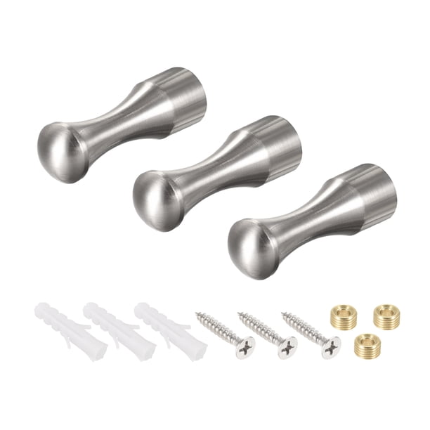 Gancho de pared para toallas, ganchos de abrigo montados en la pared 14x45mm (DxL) tono plateado cepillado 3 piezas