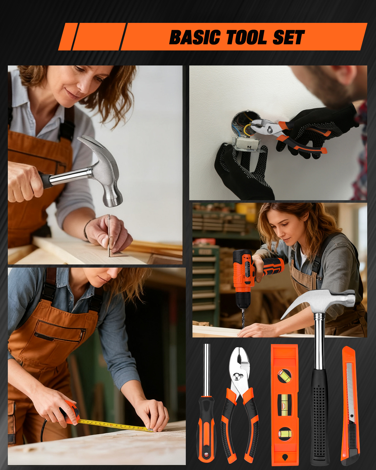 TOPHDY 139-Piece Home Repair Tool Kit with 8V Cordless Drill photo 2
